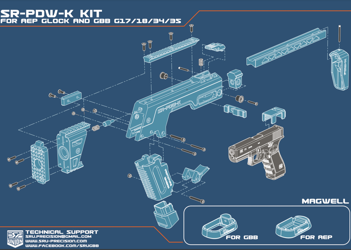 PDW-K Conversion per pistola Action Army AAP01 ACTION ARMY